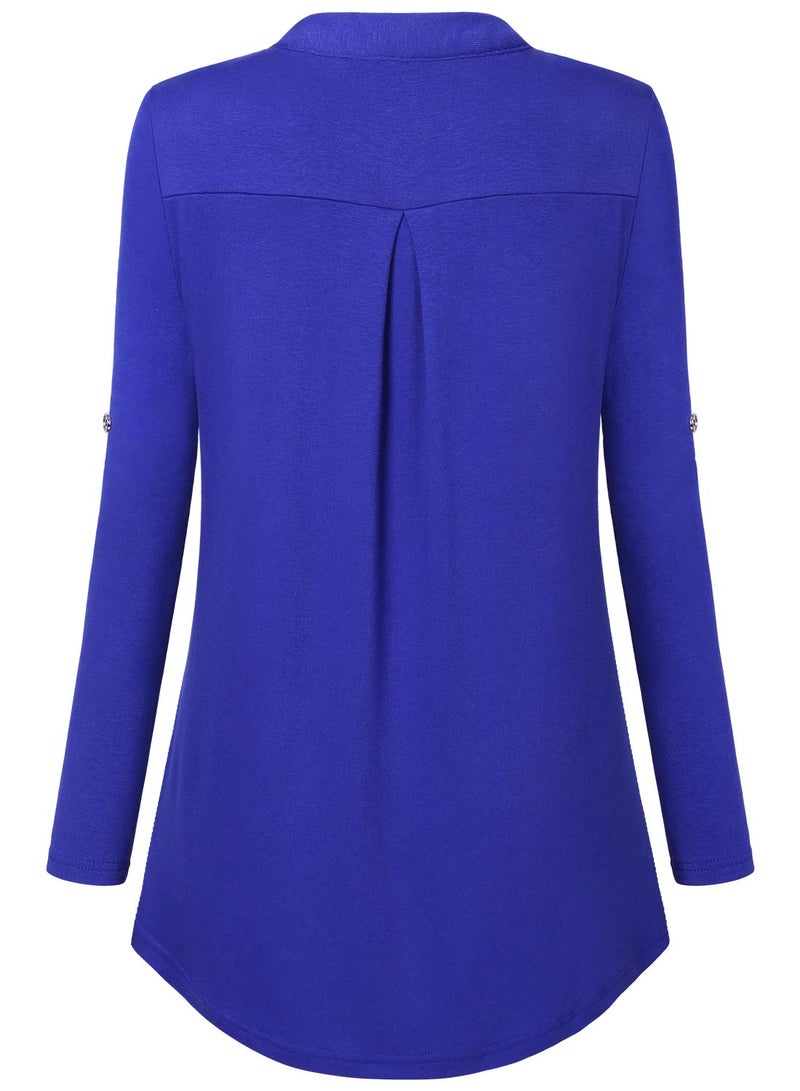 Bulotus Women's 3/4 Sleeve Business Casual Top Office Shirt Plus Size, Blue, XX-Large - Image 5